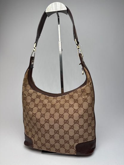 Vintage Gucci Monogram Leather Canvas Bag brown
