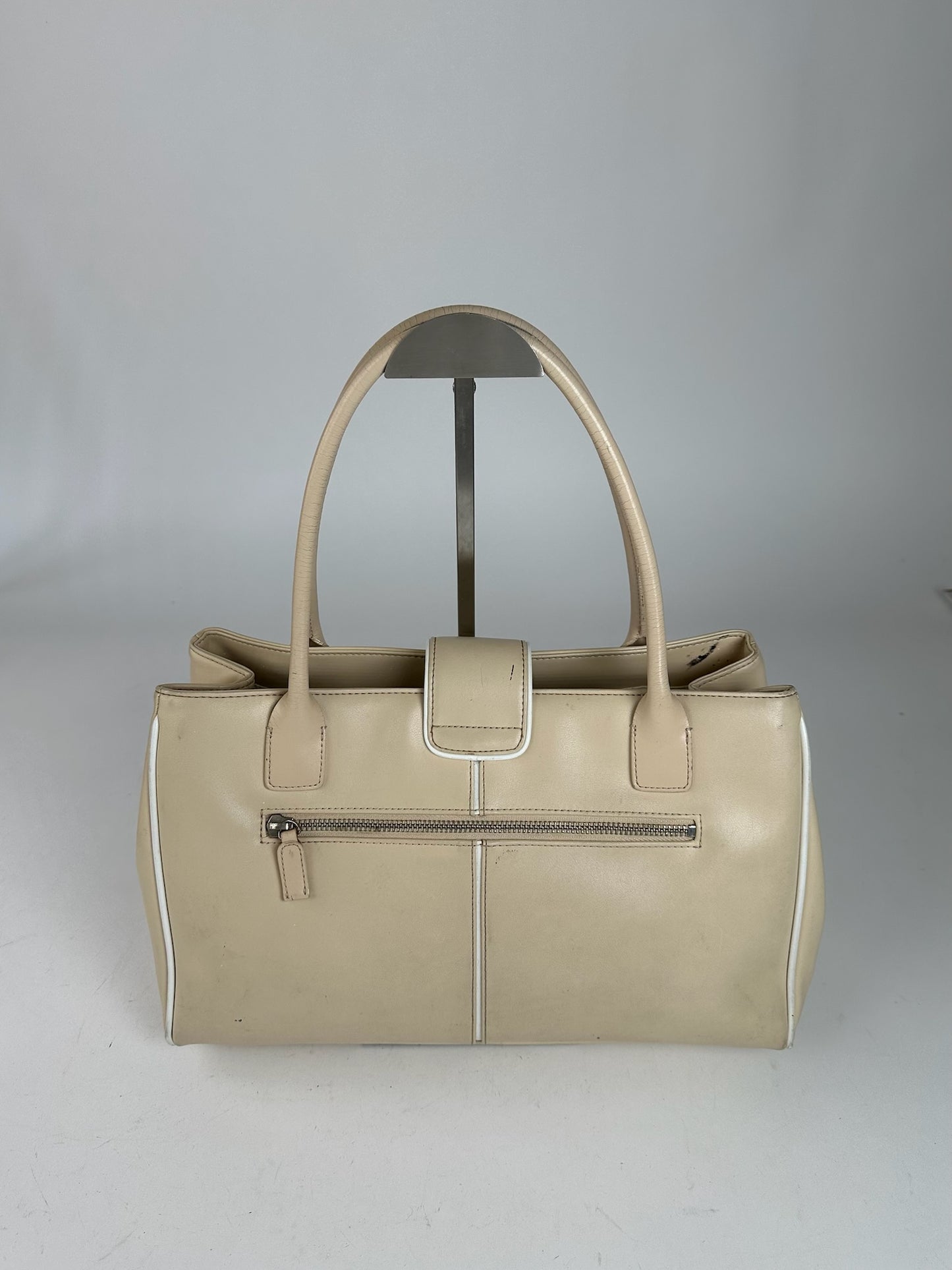 Vintage Courreges Leather Bag Beige