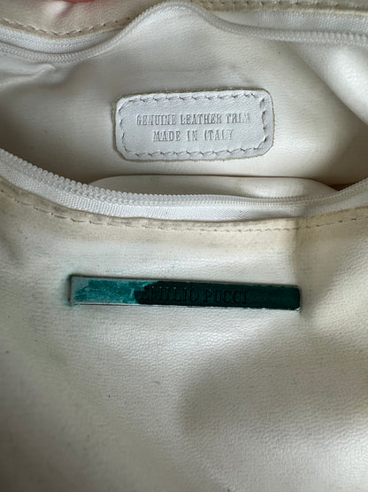 Vintage Emilio Pucci Wool Leather Handbag Turquoise Orange Red