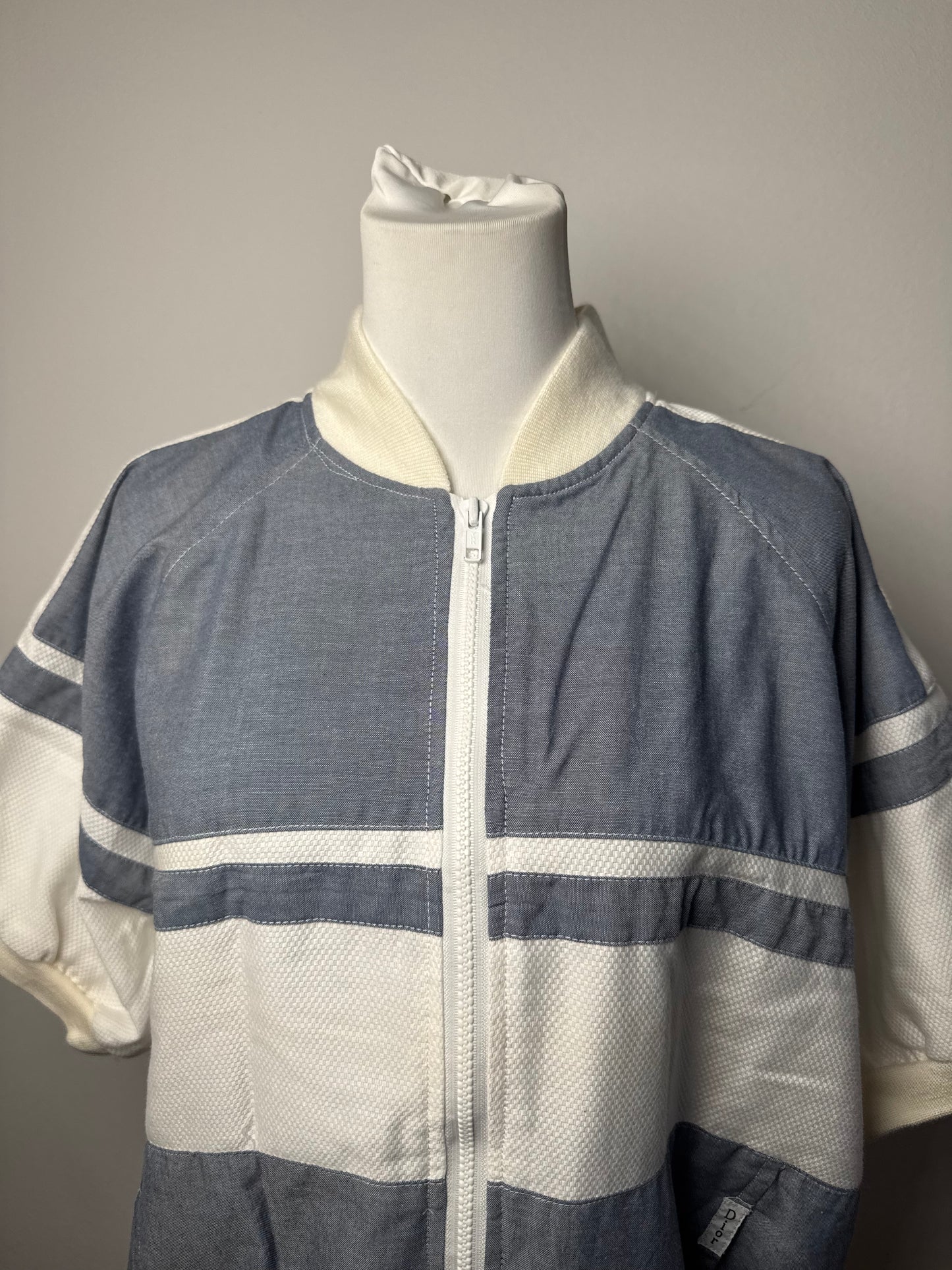 Vintage Dior Mens Short - Sleeve Jacket Blue White L