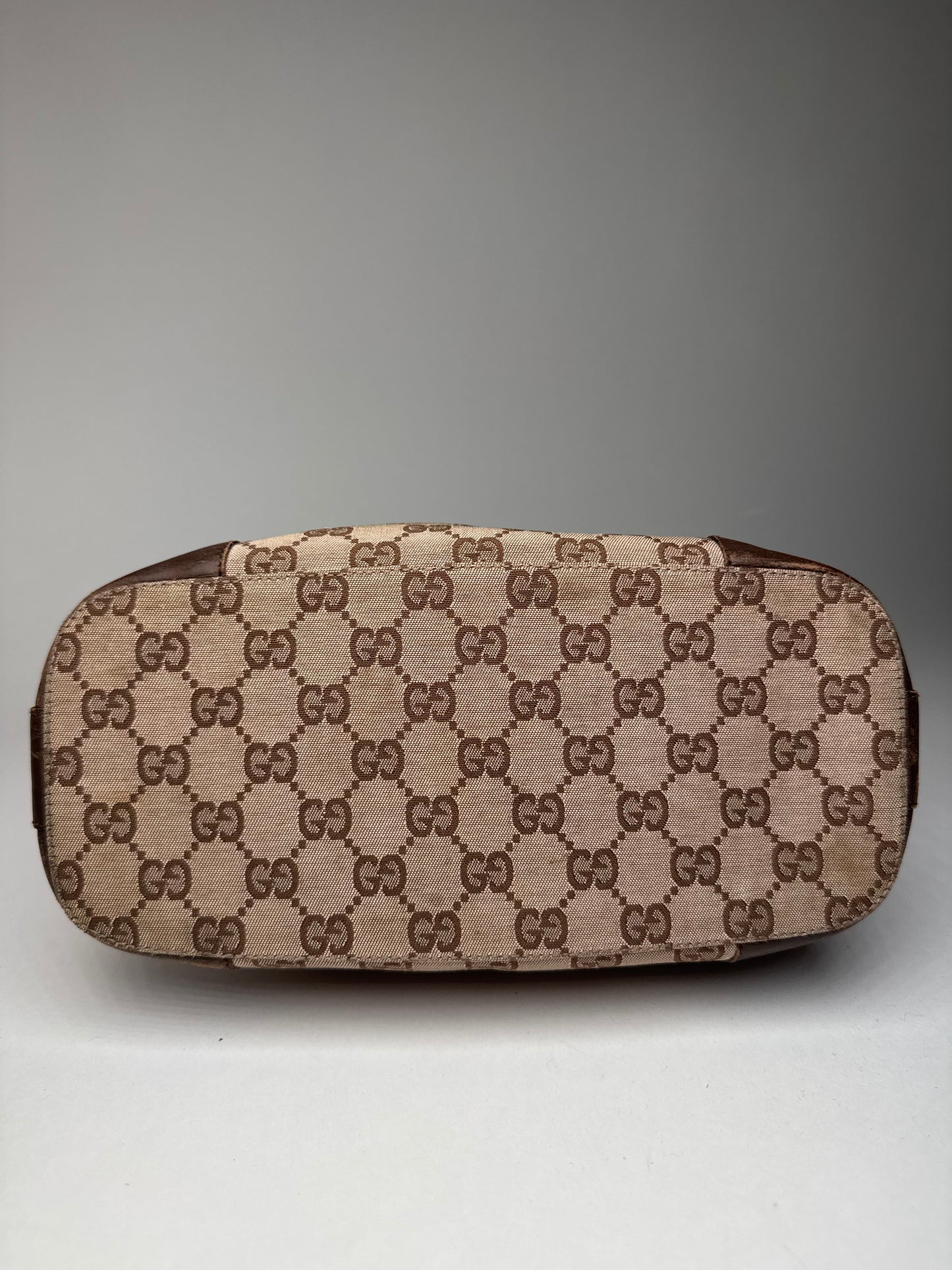 Vintage Gucci Monogram Leather Canvas Bag brown