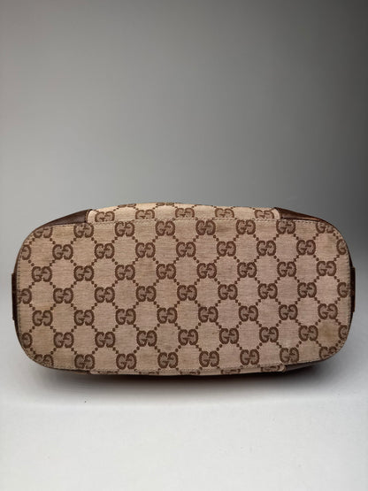 Vintage Gucci Monogram Leather Canvas Bag brown