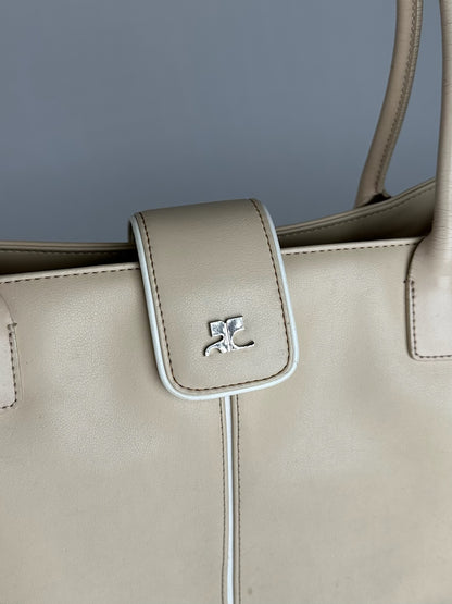 Vintage Courreges Leather Bag Beige