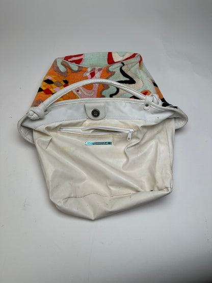 Vintage Emilio Pucci Wool Leather Handbag Turquoise Orange Red