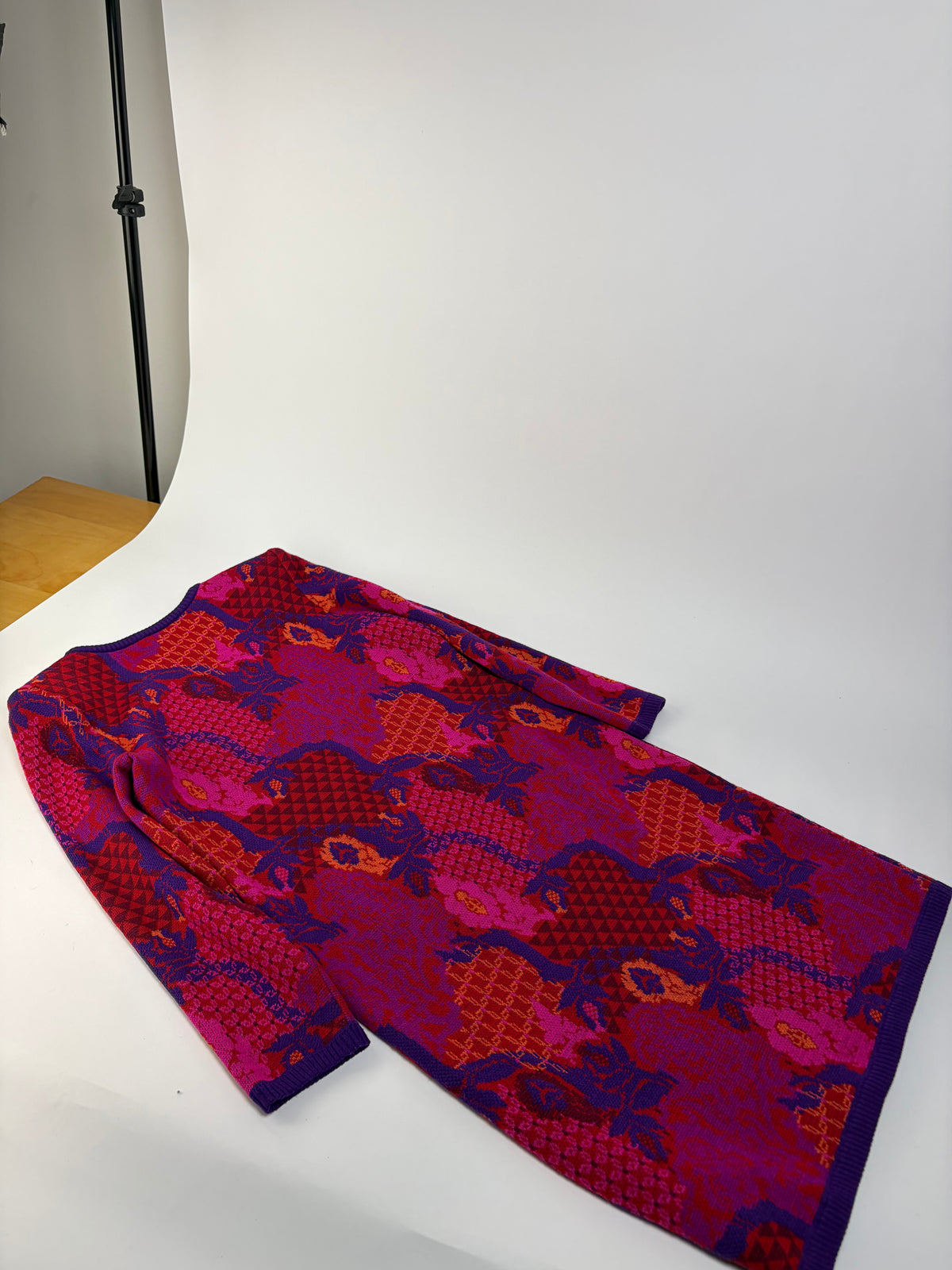 Vintage Yves Saint Laurent Wool Knit Dress Fuchsia Orange M