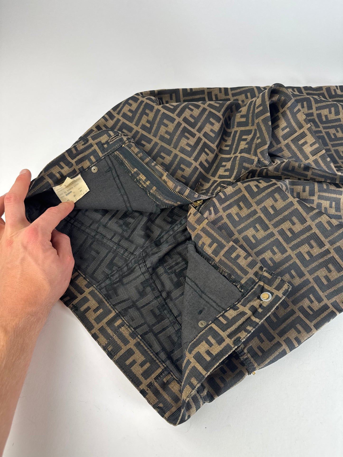 Vintage Fendi FF Monogram Pants Brown EU37