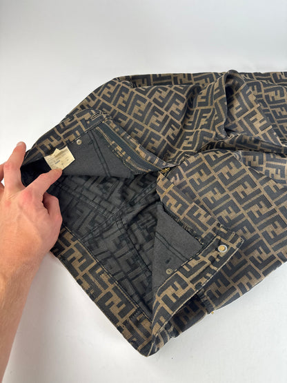 Vintage Fendi FF Monogram Pants Brown EU37