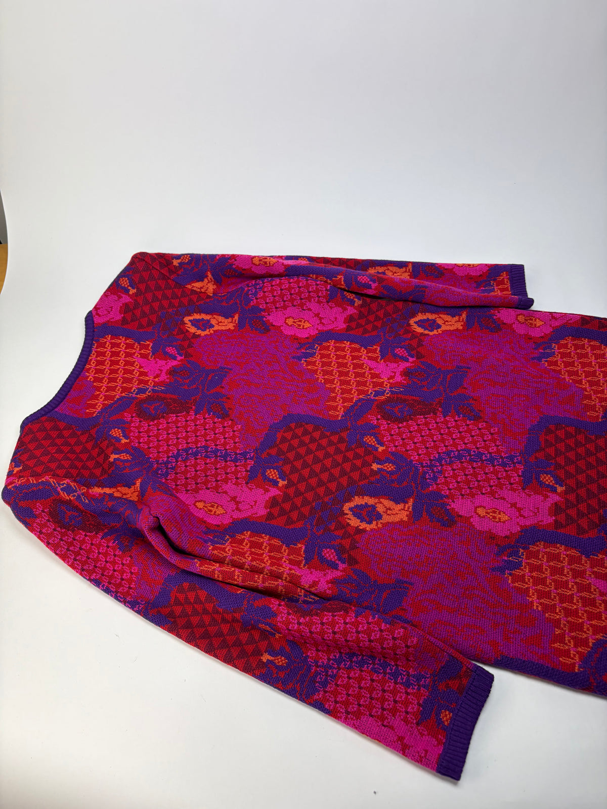 Vintage Yves Saint Laurent Wool Knit Dress Fuchsia Orange M