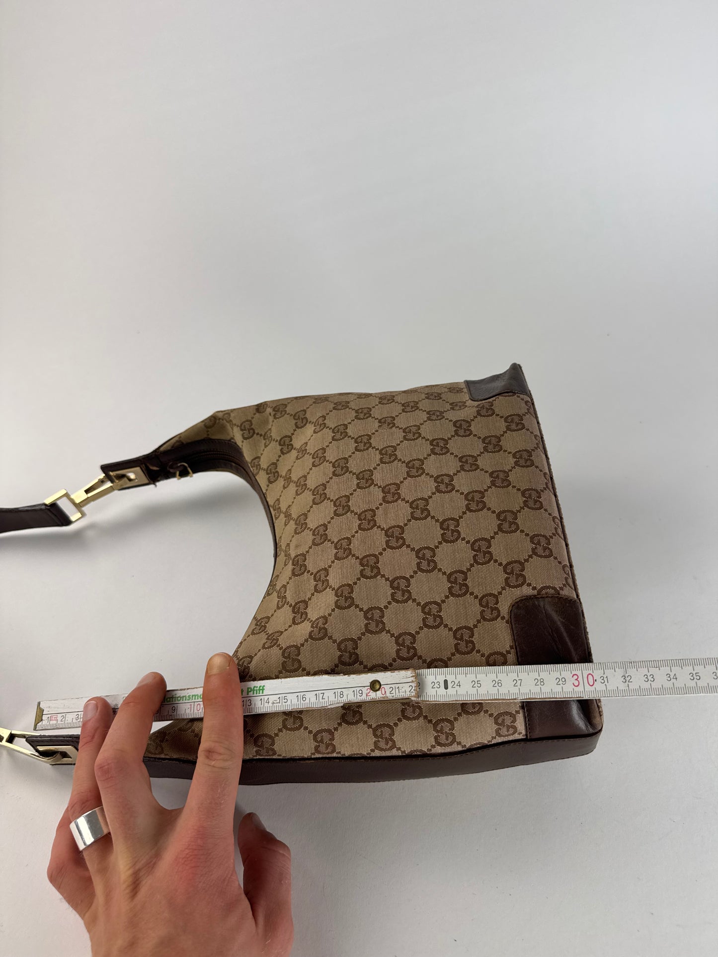 Vintage Gucci Monogram Leather Canvas Bag brown