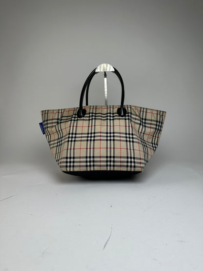 Vintage Burberry Canvas Nova Check Hand Bag beige black
