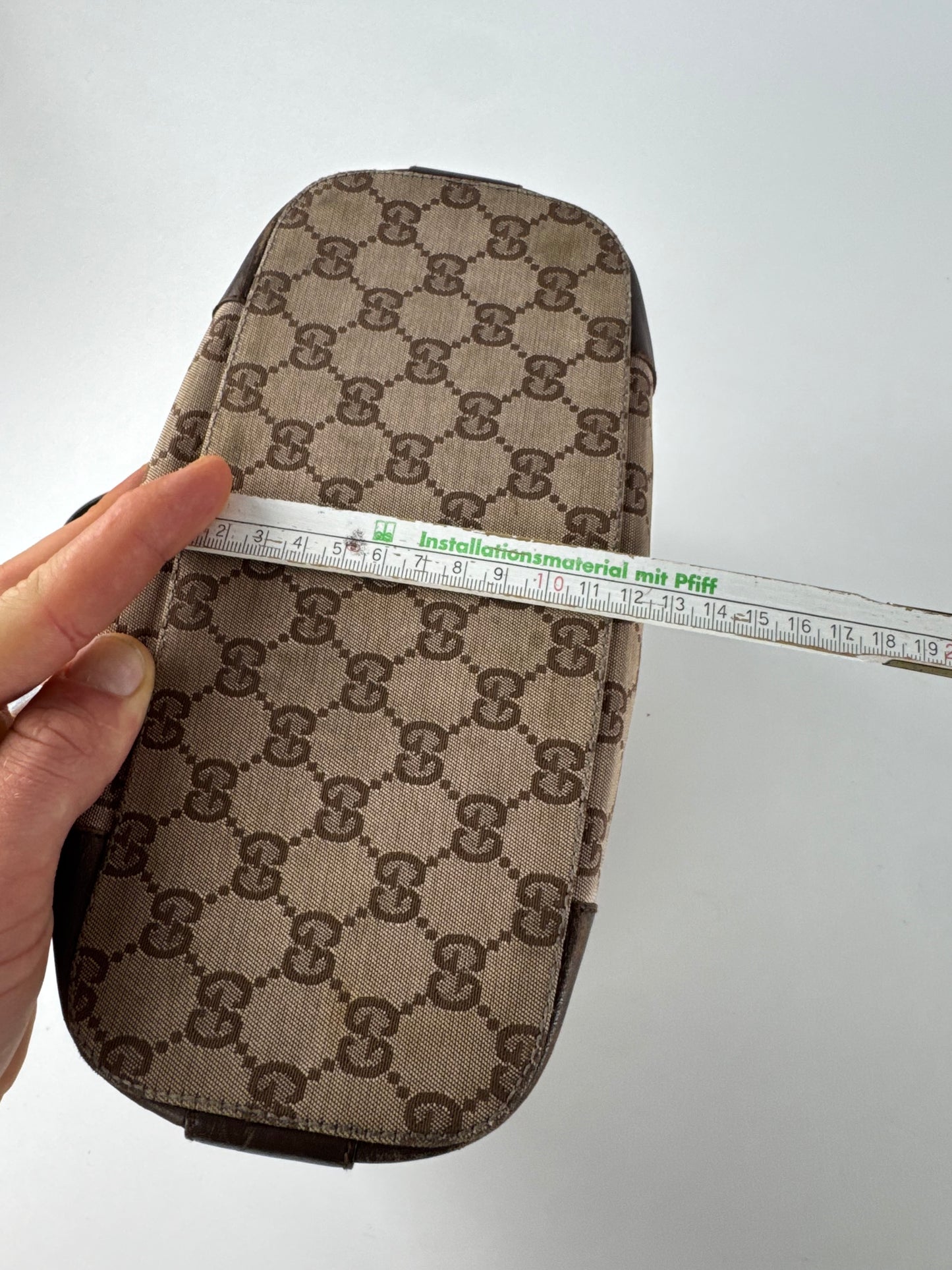 Vintage Gucci Monogram Leather Canvas Bag brown