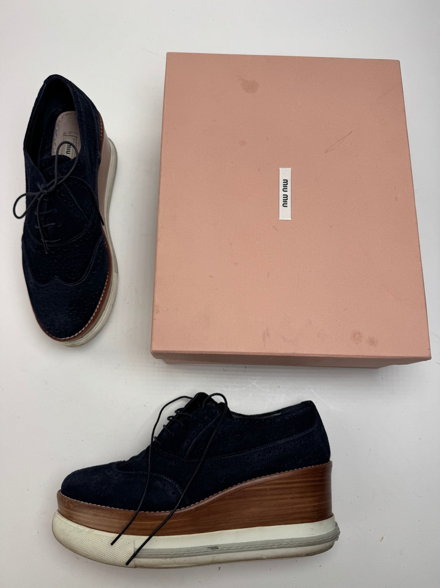 Vintage Miu Miu Suede Sneaker Navy Brown EU40