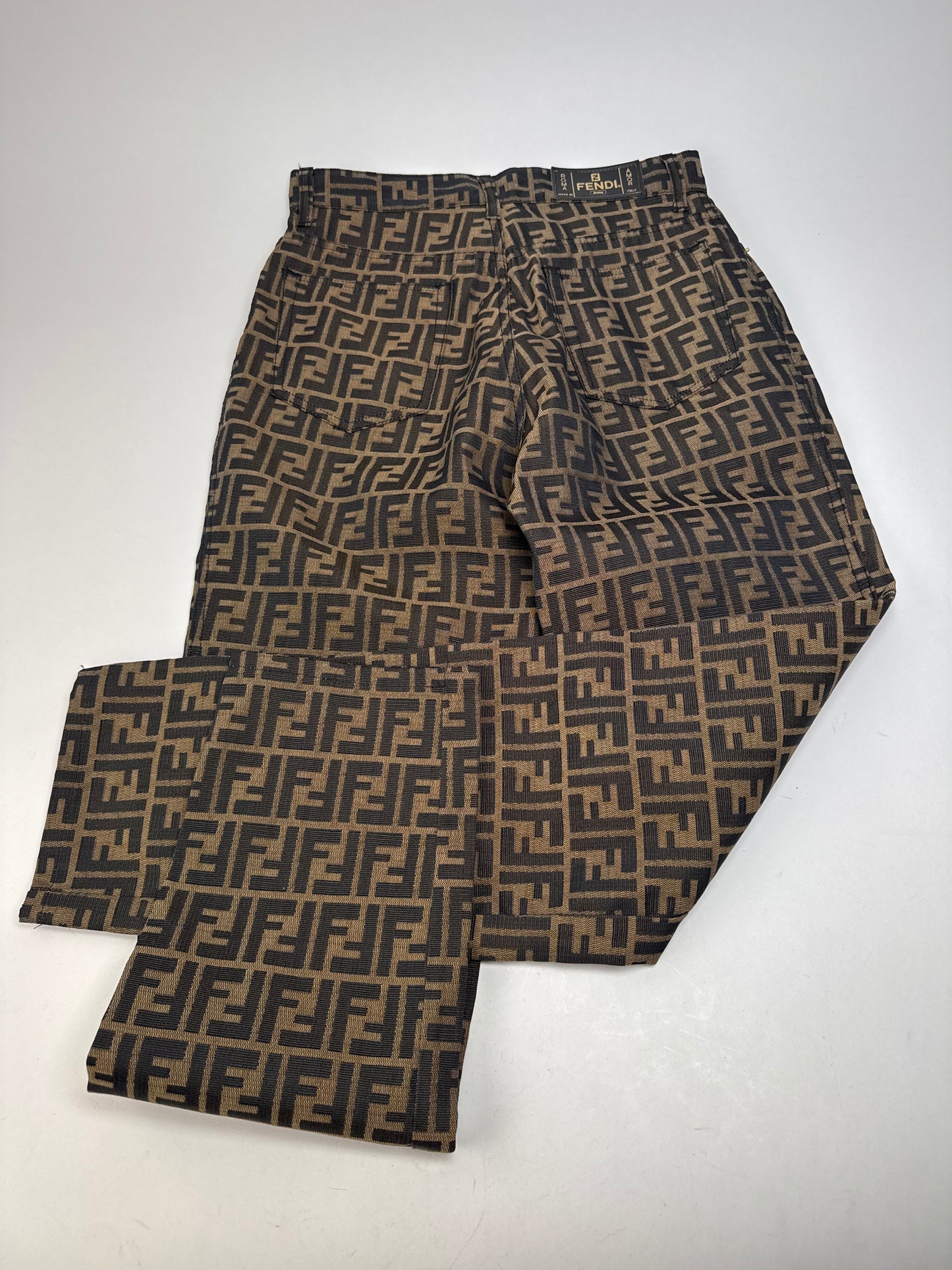 Vintage Fendi FF Monogram Pants Brown EU37