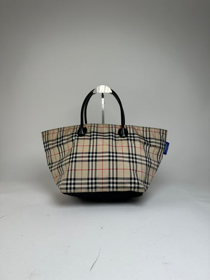 Vintage Burberry Canvas Nova Check Hand Bag beige black
