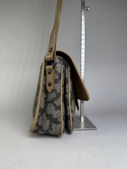 Vintage Yves Saint Laurent Canvas Shoulder Bag Black Beige