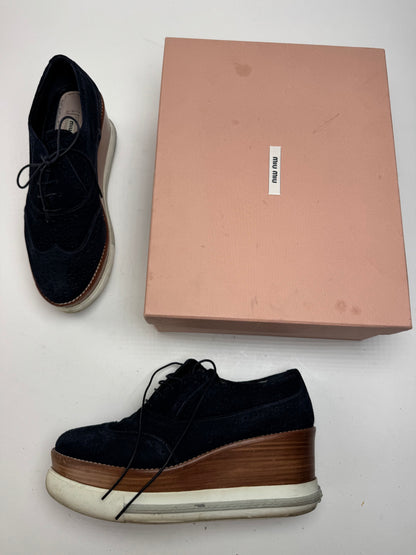 Vintage Miu Miu Suede Sneaker Navy Brown EU40