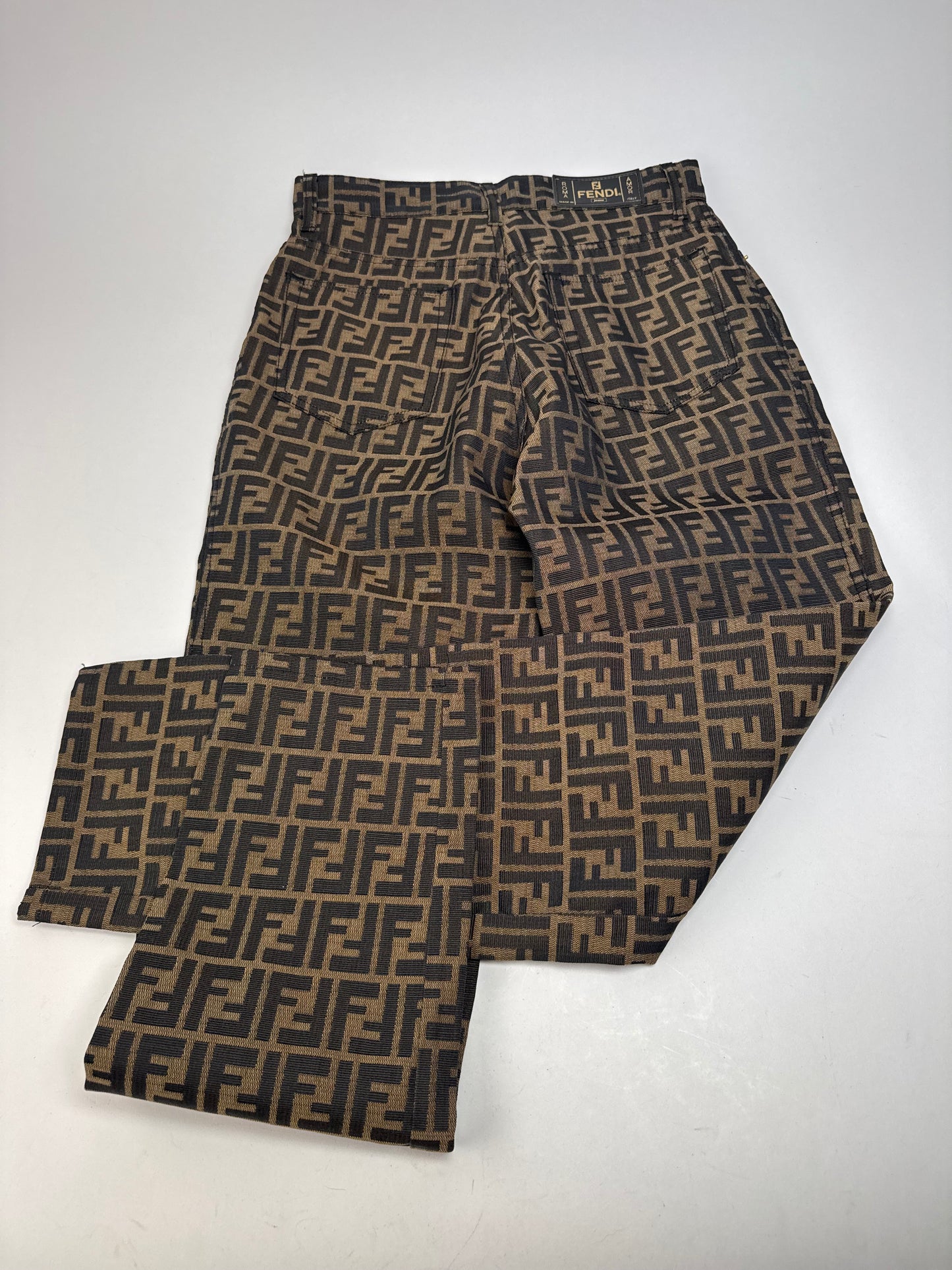 Vintage Fendi FF Monogram Pants Brown EU37