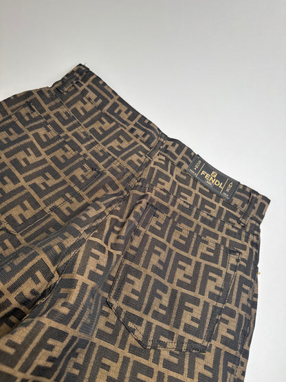 Vintage Fendi FF Monogram Pants Brown EU37