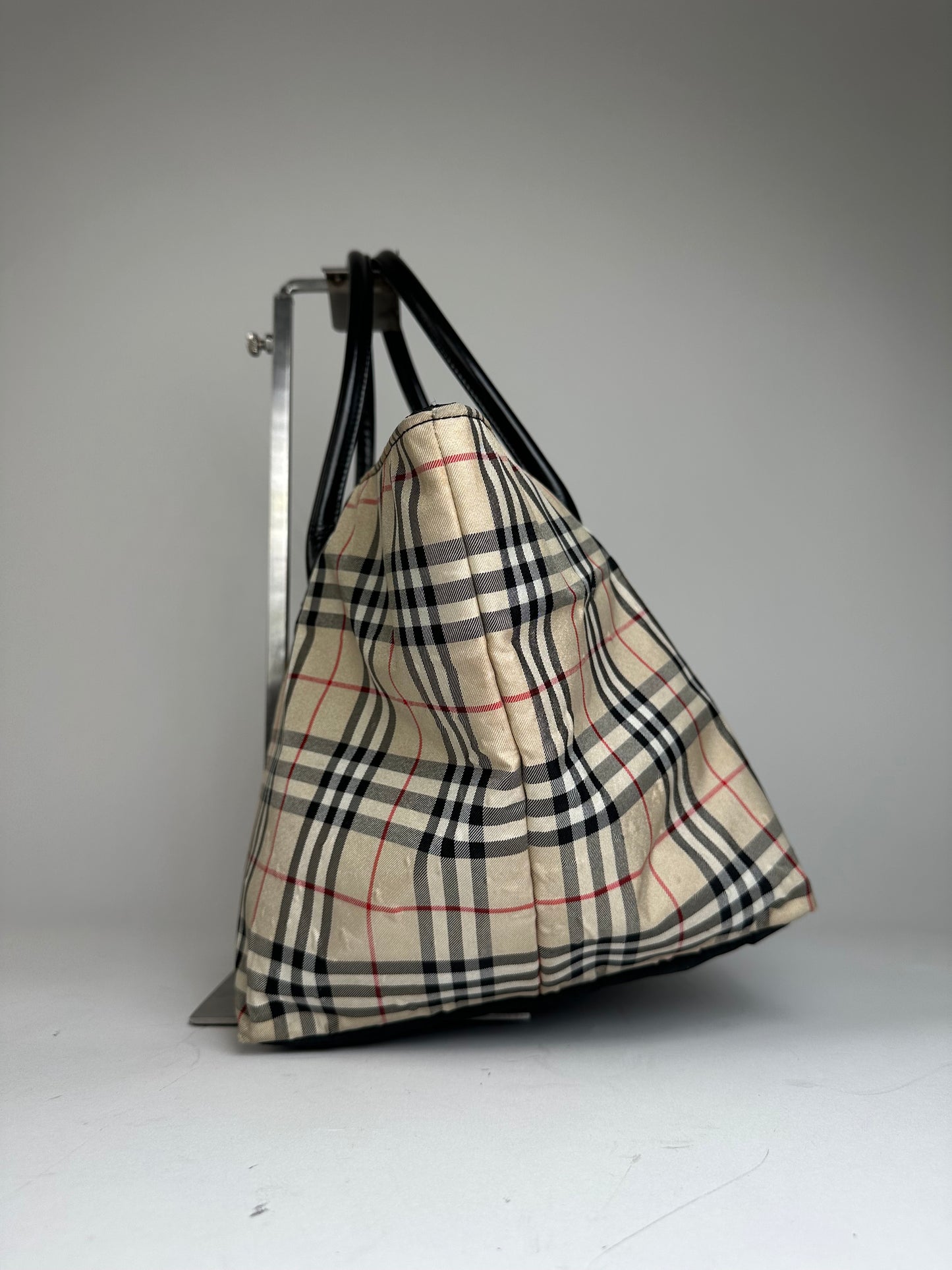 Vintage Burberry Canvas Nova Check Hand Bag beige black