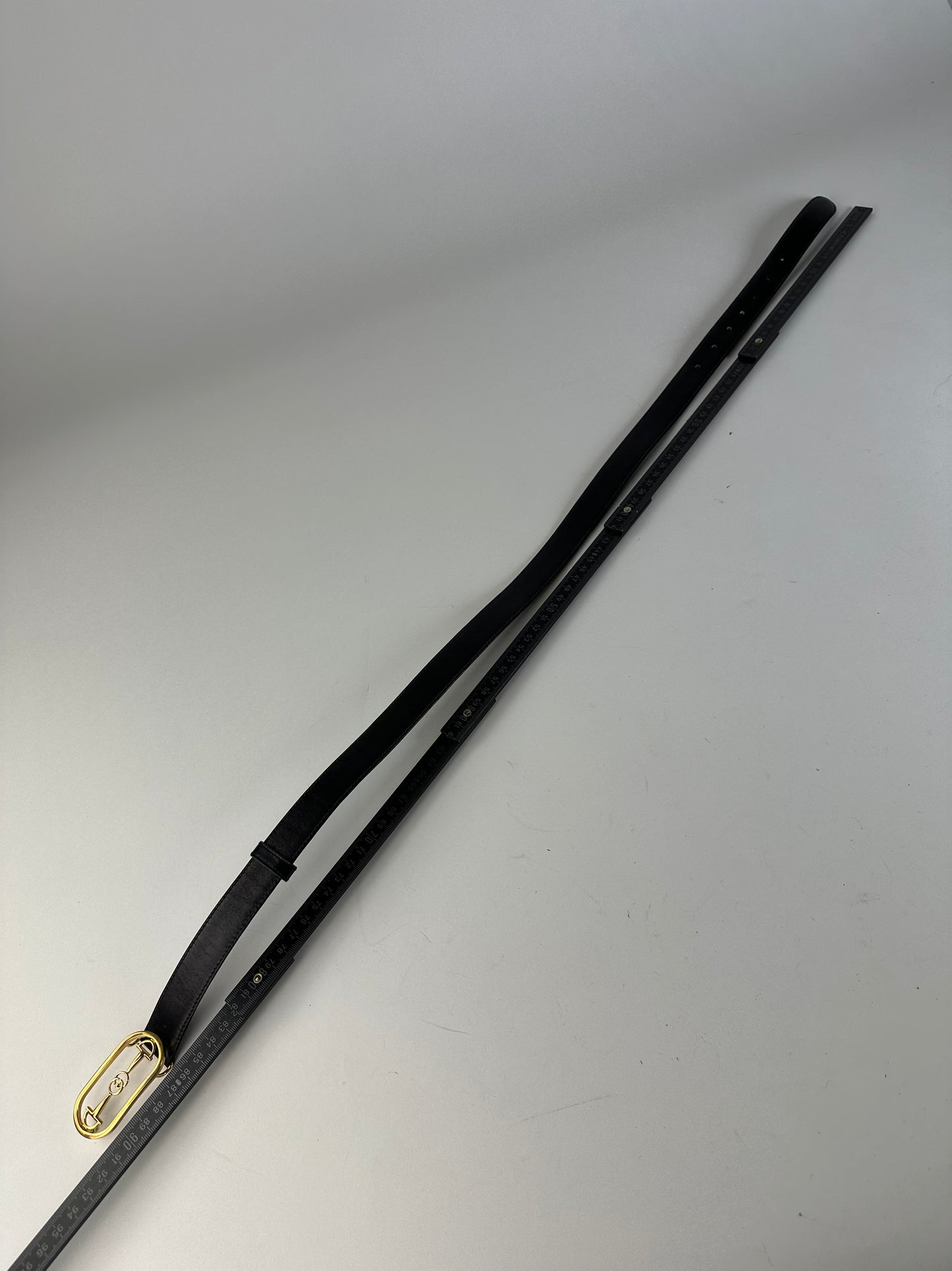 Vintage Gucci Leather Belt Black Gold Buckle