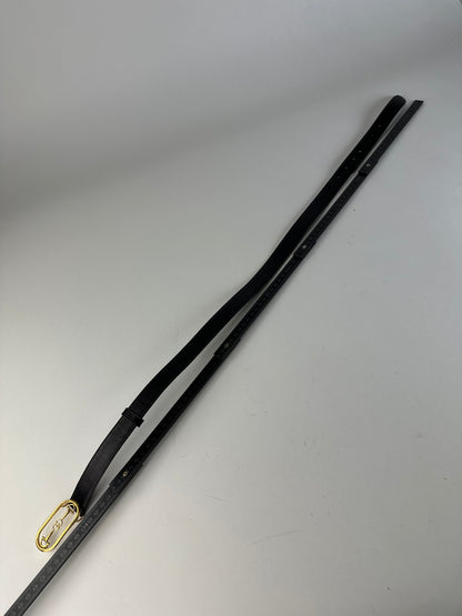 Vintage Gucci Leather Belt Black Gold Buckle