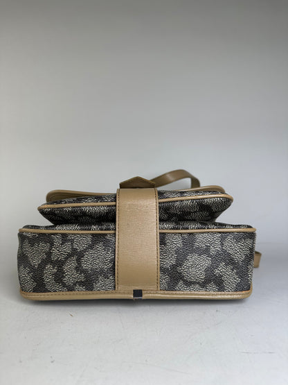 Vintage Yves Saint Laurent Canvas Shoulder Bag Black Beige