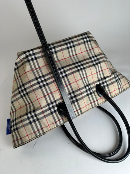 Vintage Burberry Canvas Nova Check Hand Bag beige black