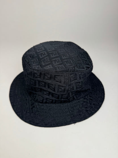 Vintage Fendi Monogram Bucket Hat Black