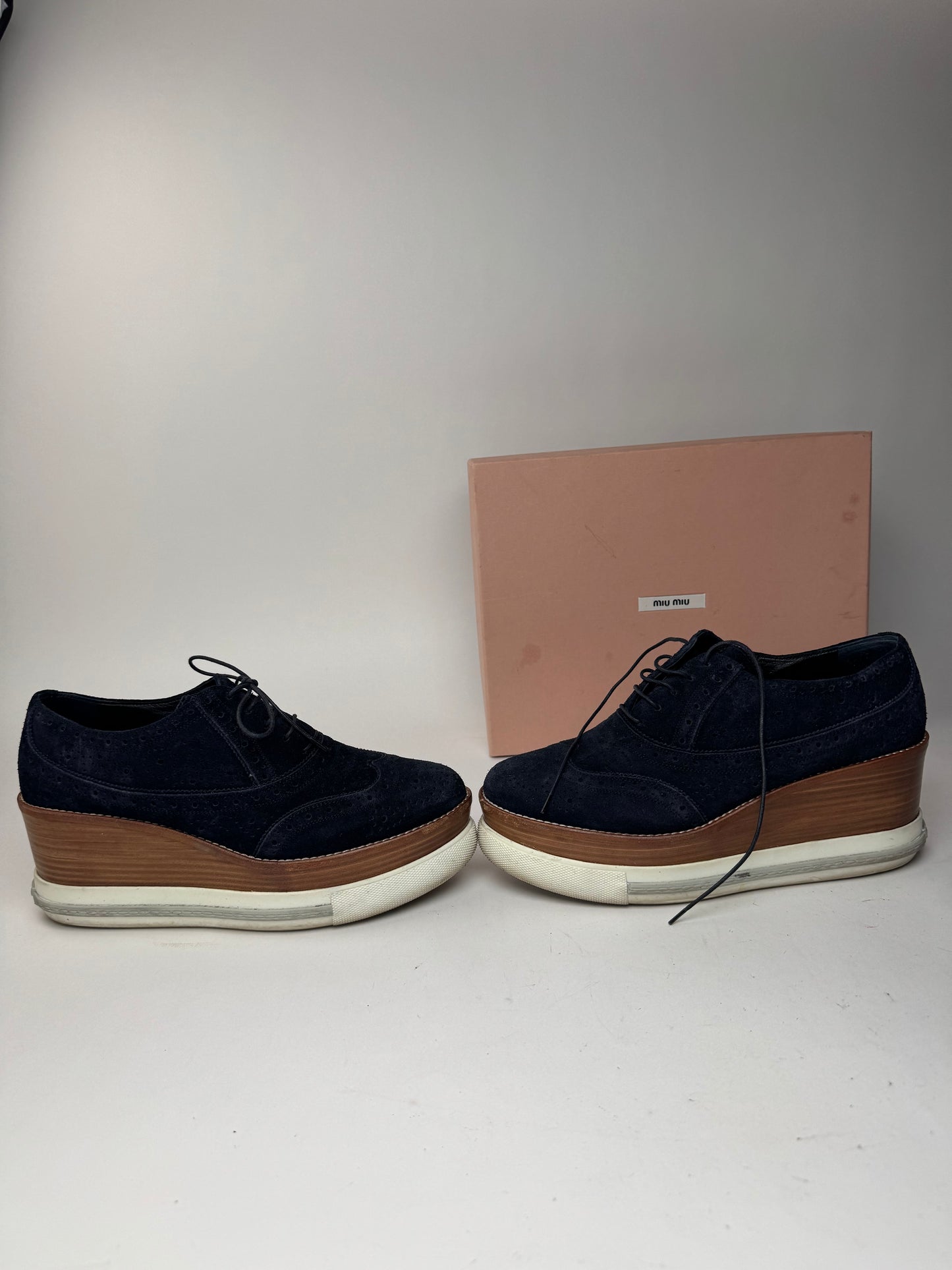 Vintage Miu Miu Suede Sneaker Navy Brown EU40