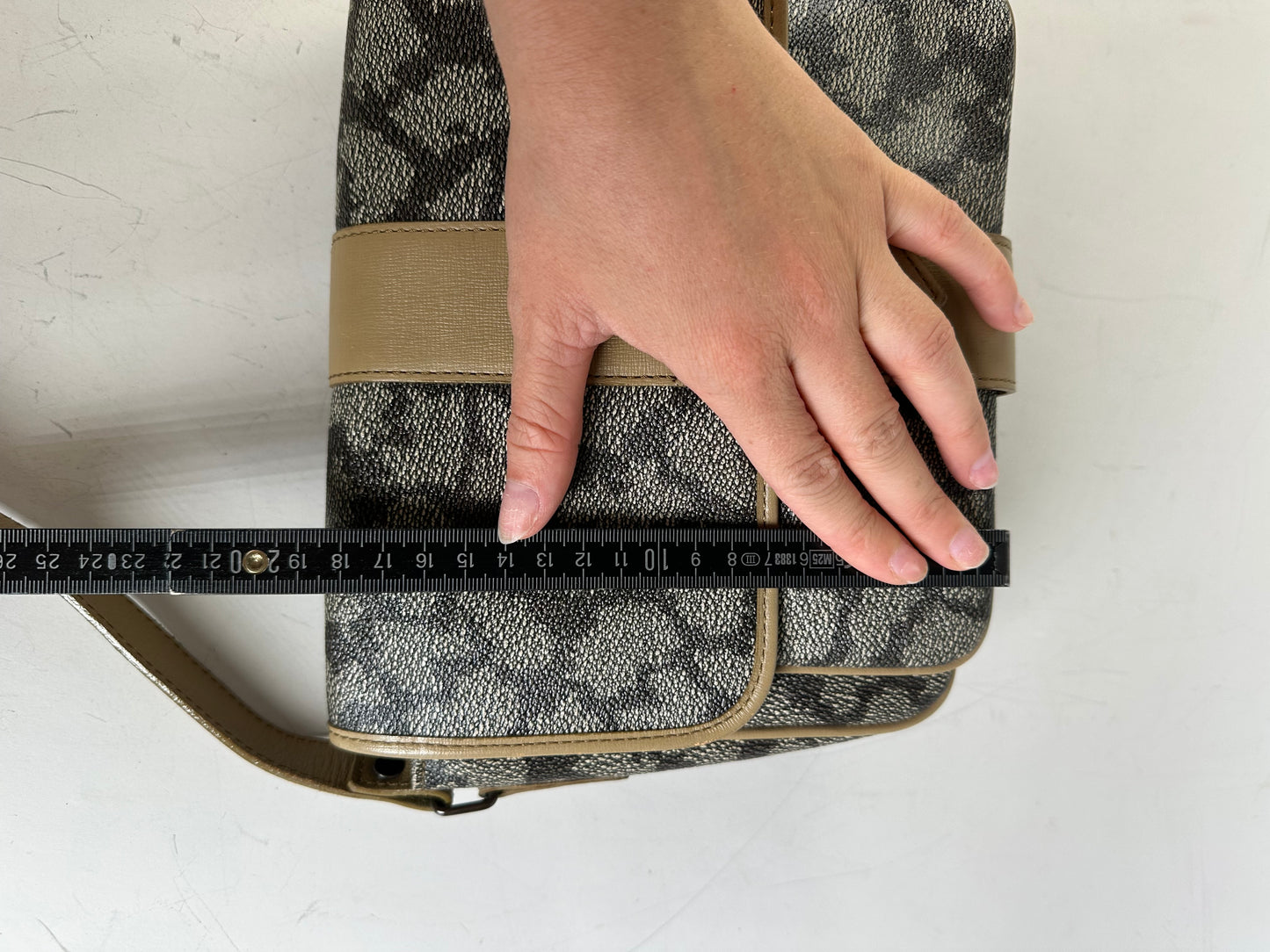 Vintage Yves Saint Laurent Canvas Shoulder Bag Black Beige