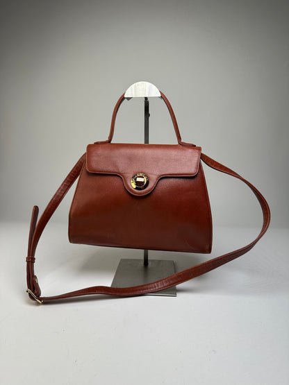 Vintage Givenchy Structured Leather Handbag Rust Gold