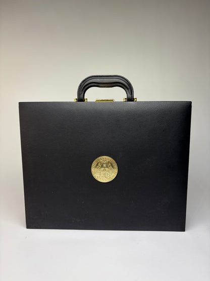 Vintage Versace Leather Jewelry Box Black Gold