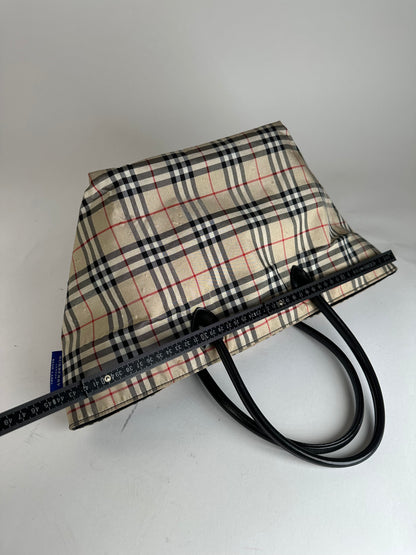 Vintage Burberry Canvas Nova Check Hand Bag beige black