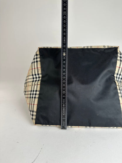 Vintage Burberry Canvas Nova Check Hand Bag beige black