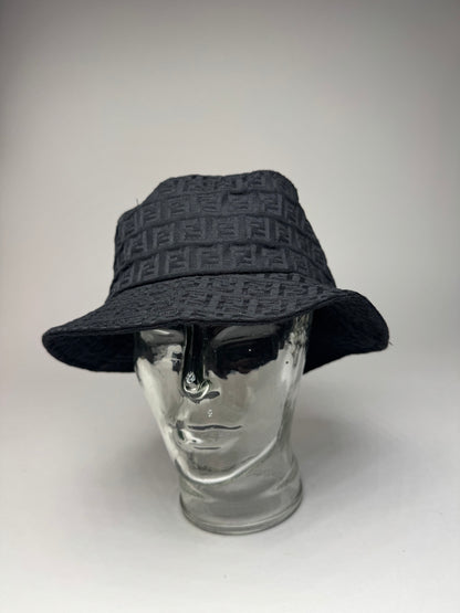 Vintage Fendi Monogram Bucket Hat Black