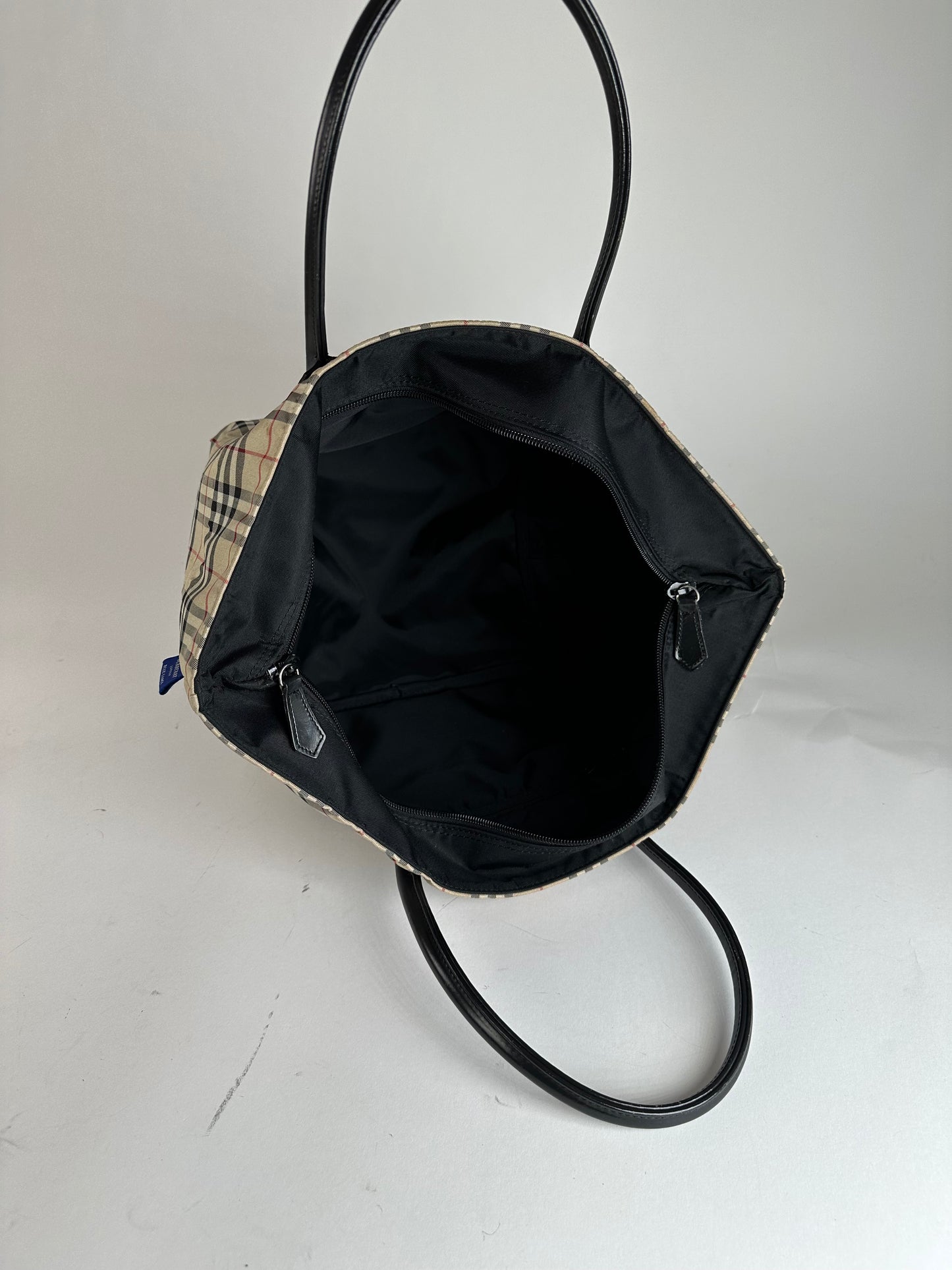 Vintage Burberry Canvas Nova Check Hand Bag beige black