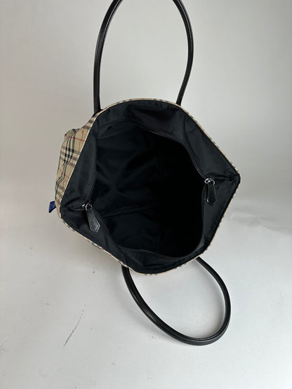 Vintage Burberry Canvas Nova Check Hand Bag beige black