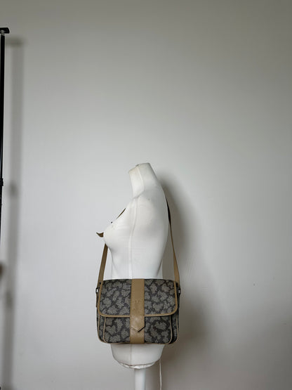 Vintage Yves Saint Laurent Canvas Shoulder Bag Black Beige