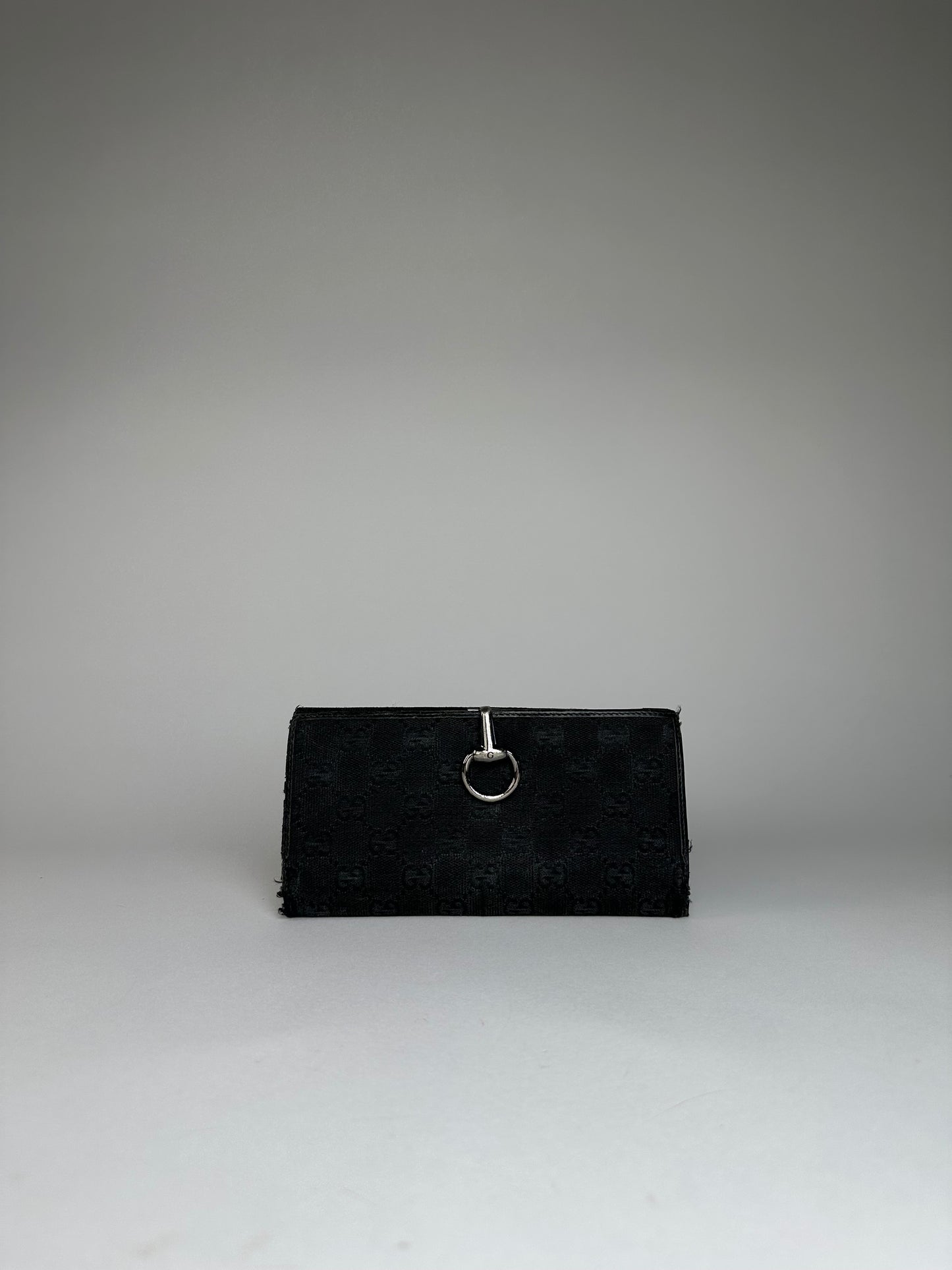 Vintage Gucci Monogram Horsebit Long Wallet Black