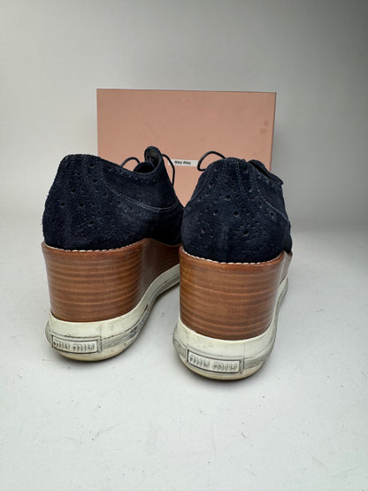 Vintage Miu Miu Suede Sneaker Navy Brown EU40