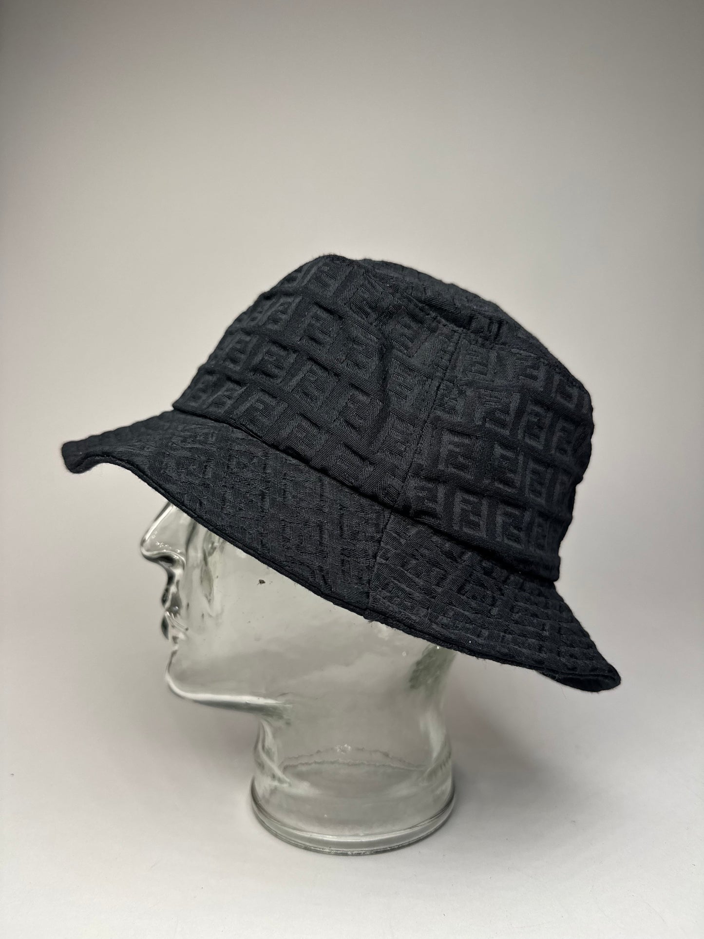 Vintage Fendi Monogram Bucket Hat Black