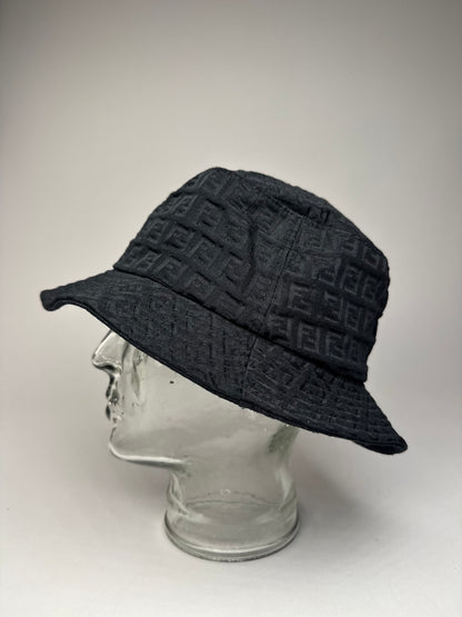 Vintage Fendi Monogram Bucket Hat Black