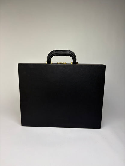 Vintage Versace Leather Jewelry Box Black Gold