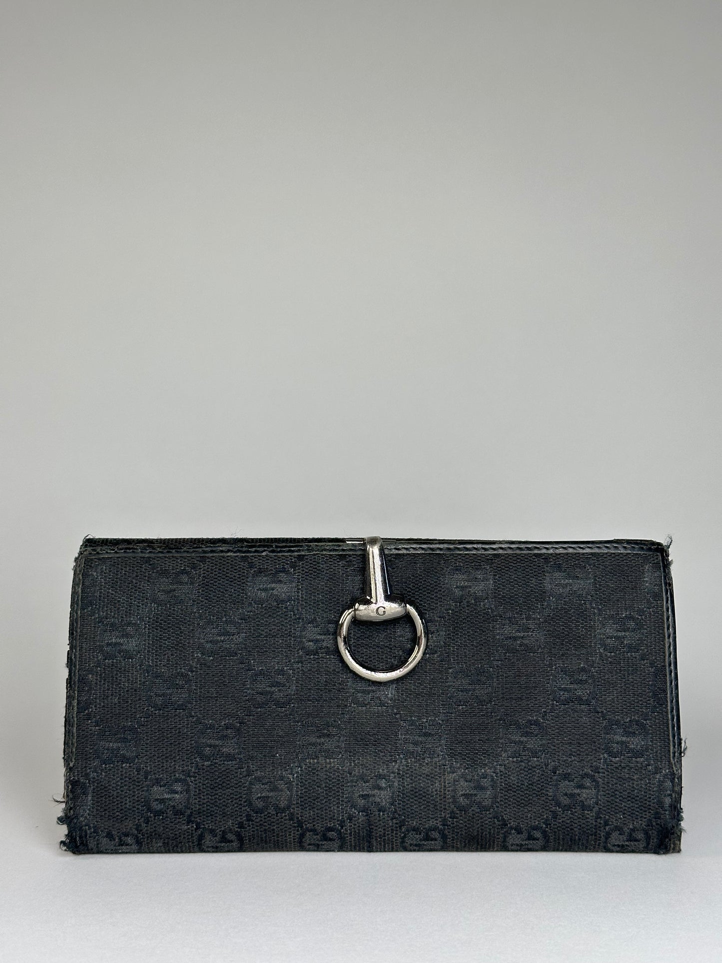 Vintage Gucci Monogram Horsebit Long Wallet Black