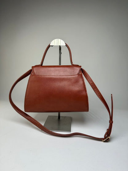 Vintage Givenchy Structured Leather Handbag Rust Gold