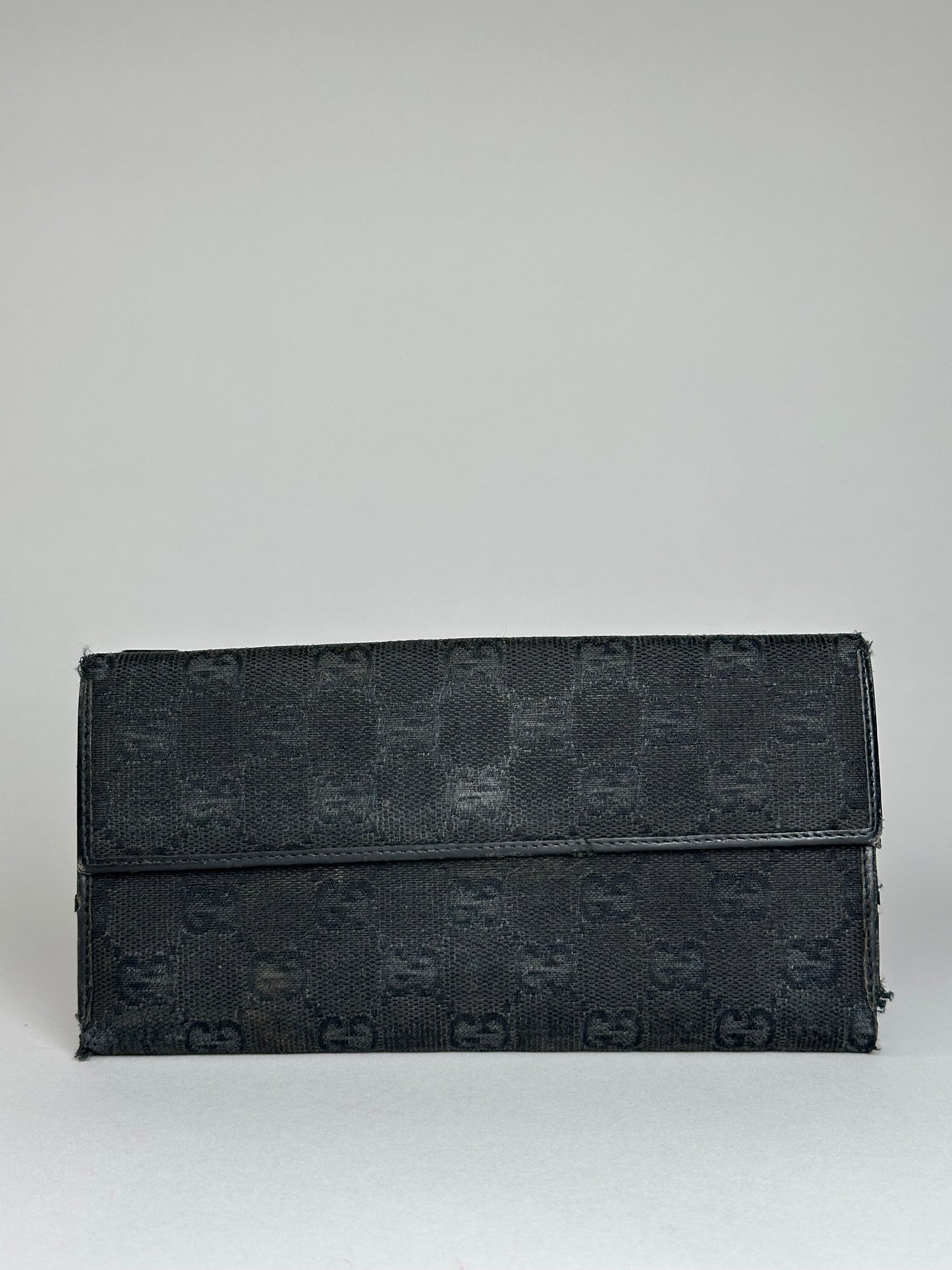 Vintage Gucci Monogram Horsebit Long Wallet Black