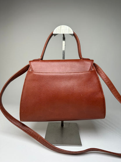 Vintage Givenchy Structured Leather Handbag Rust Gold