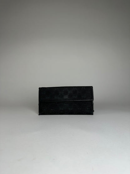 Vintage Gucci Monogram Horsebit Long Wallet Black