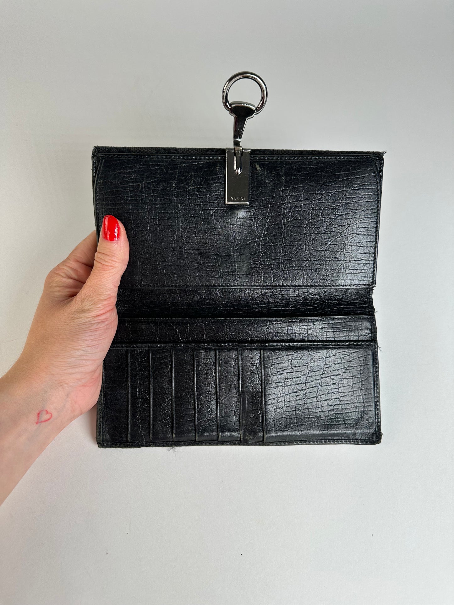 Vintage Gucci Monogram Horsebit Long Wallet Black