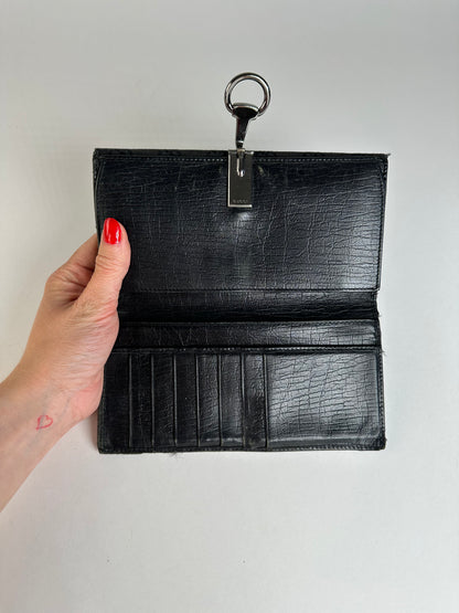 Vintage Gucci Monogram Horsebit Long Wallet Black